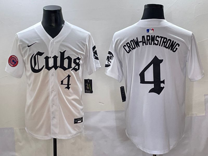 Men 2025 Chicago Cubs 4 Crow-Armstrong White Five generations Joint Name Nike MLB Jersey style 11